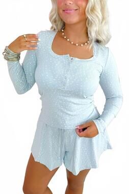 NEW THE GREII dainty daisy lounge top in light blue